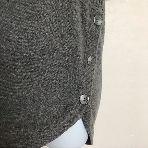 Logix Gray Short Sleeve Turtleneck Sweater Sz Small Lambswool Blend Button Sides - Picture 5 of 9